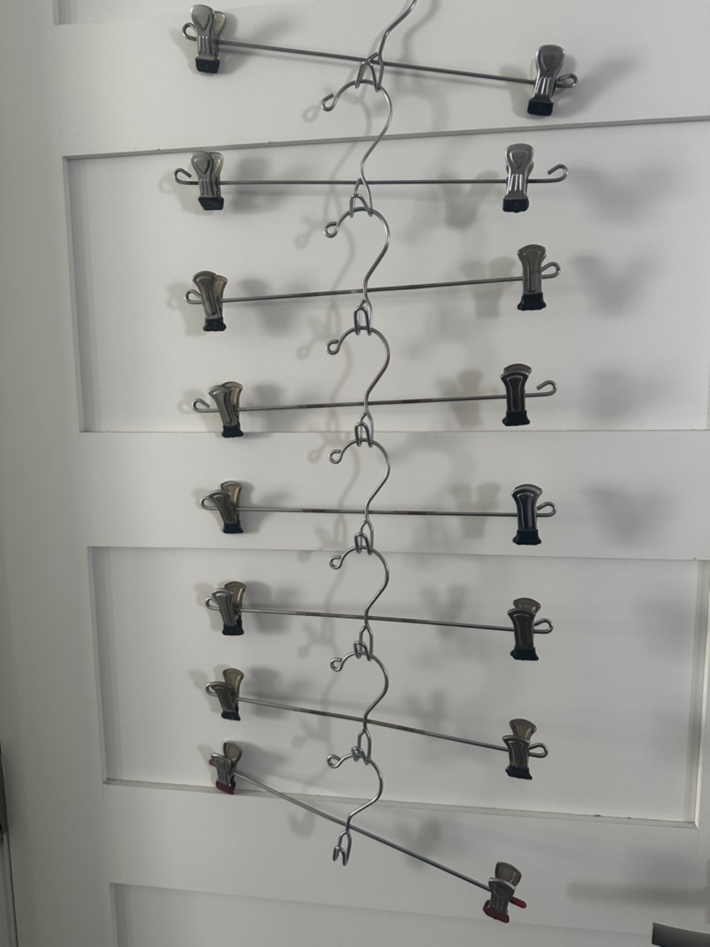 Set of 8 Metal Skirt/Pant Hangers with Clips - Silver - Picture 3 of 13